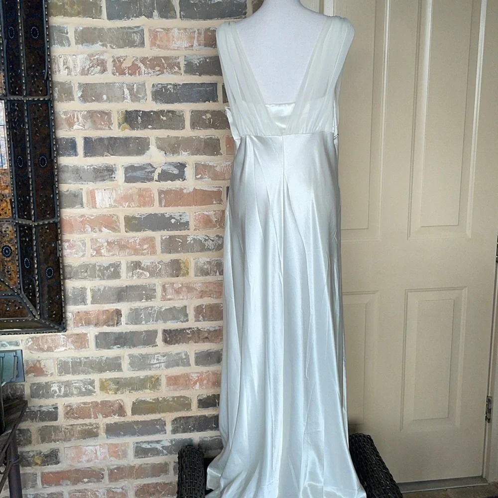 Fiesta Cream Ivory Satin Chiffon Rhinestone Column Formal Prom Bridal Dress XLG - Picture 6 of 14